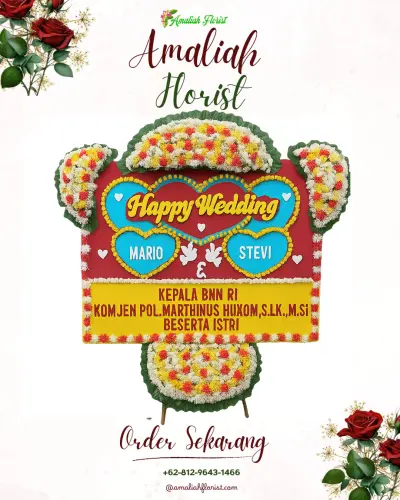 Karangan Papan Bunga Pernikahan di Gekbrong